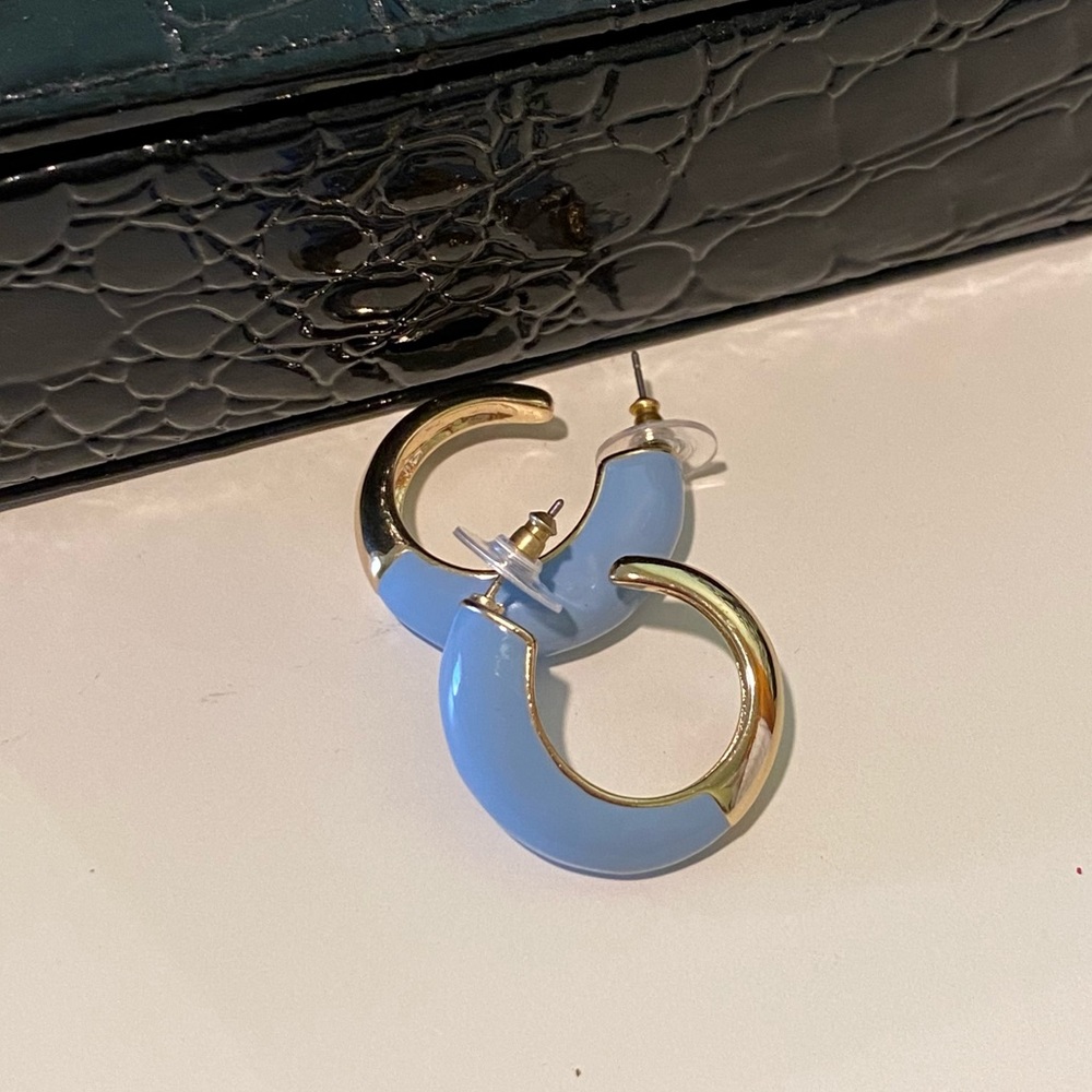 Pastel Blue Hemi-Hoop Earrings
